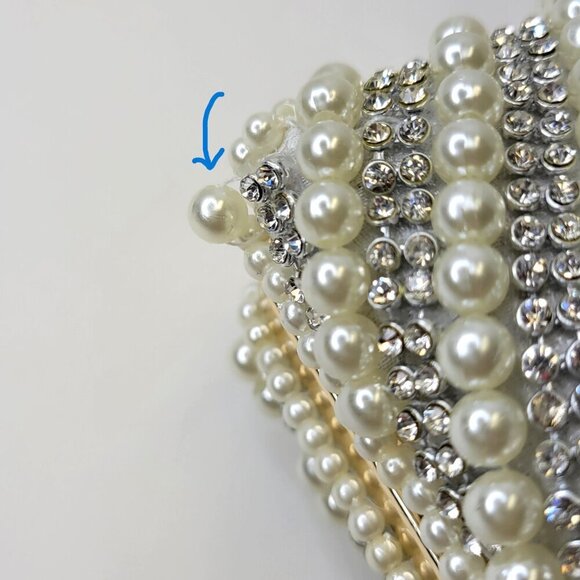 Pearl and Rhinestone Clutch Purse Pearl Evening Bag Pearl Wedding Purse - Picture 13 of 13